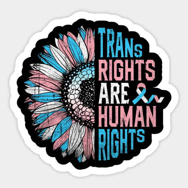 Trans Rights Are Human Rights Transgender Pride Sunflower Sticker by TeeA